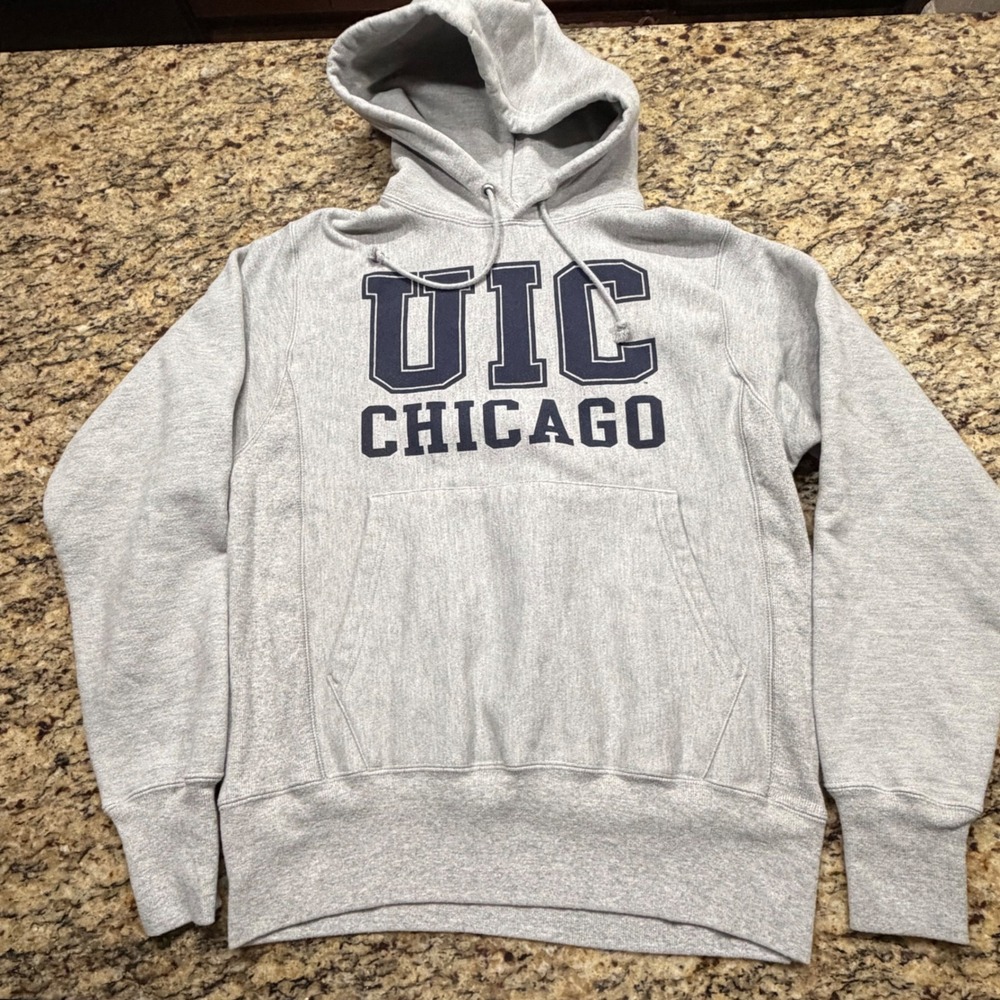 Champion Reverse Weave UIC Chicago Hoodie Gray Sweatshirt Women S ws